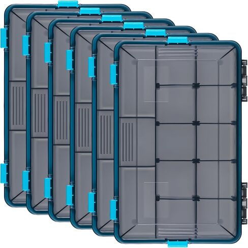 6 Pack Fishing Tackle Boxes Waterproof Tackle Box Trays with Removable Dividers 3600 Tackle Trays Plastic Storage Organizer Bait Vault Camouflage Tackle Box for Freshwater Saltwater in Saudi Arabia