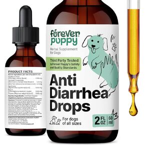Anti-Diarrhea Liquid Drops for Dogs - Diarrhea Relief Drops - Fiber Supplements w/Psyllium Husk - Prebiotics for Dogs' Digestive Support - Dog Food Supplements for Firmer Stool & Gut Health - 2 oz