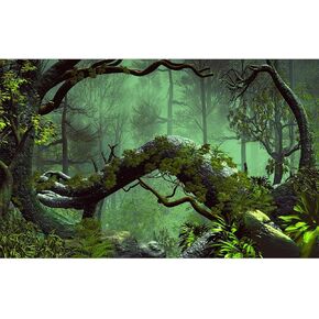 Foggy Forest Aquarium Background Stone Green Tree Terrarium Background Tropical Reptile Habitat Background Rainforest Aquarium Backdrop Durable Polyester Background Decor Vinyl 30x12in