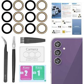 2 Pack for Samsung Galaxy S23 FE Back Rear Camera Lens Glass Replacement with [Camera Lens Protector]+ Pre-Installed Adhesive Include Repair Tool Set+Installation Manual