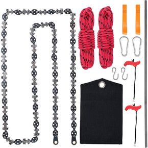 53 Inch Limb Chain Saw High Reach Tree Limb Hand Rope Chain Saw 68 Teeth Blades on Both Sides Professional High-Limb Rope Chainsaw Arborist Rope Chain Saw for Tree Trimming Camping Gardening
