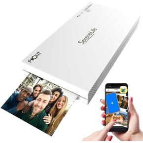 SereneLife Wireless Instant Photo Printer - Portable Mobile Borderless 3.5" x 2" Pictures, Color Picture Printing from Your Smartphone, Compact, Inkless, and Travel-Friendly