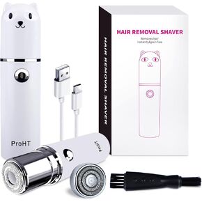 ProHT Facial Hair Removal for Women Rechargeable, Painless Fast Hair Remover, Womens Face Shaver for Upper Lip, Chin, with 1 More Replacement Head,15 Hours Working Time (D-0002)