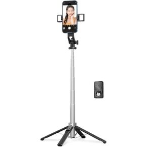 MYBAT PRO Selfie Stick Tripod with Remote, 4 in 1 Extendable Portable Bluetooth Selfie Stick with Lights & Phone Tripod Stand Compatible with Gopro, iPhone/Samsung/Huawei…All Cellphone.