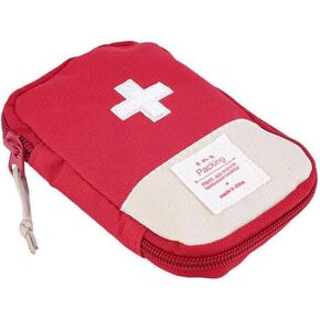 Red Portable Mini First Aid Kit, Outdoor Camping Family Survival First Aid Kit Cross Pattern First Aid Kit