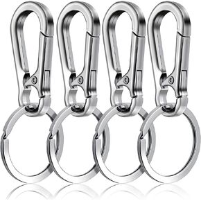 4 Pack Dog Tag Clips, Stainless Steel Heavy Duty Ring Pet Tag Key Ring Clips, Pet Tag Clips for Collars Keychain Clip for Small Pet Collars and Harnesses