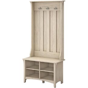 Bush Furniture Salinas Hall Tree with Storage Bench in Antique White in Kuwait