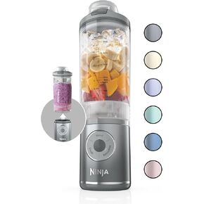 Ninja Blast Max، خلاط محمول + Twist & Go، خلاط شخصي، خلاط Ninja، عصير، مزيج، سحق الثلج، 3 برامج، لاسلكي، وعاء قابل للإزالة 22 أونصة، آمن للاستخدام في غسالة الأطباق، مانع للتسرب، فضي، BC251SL in Kuwait