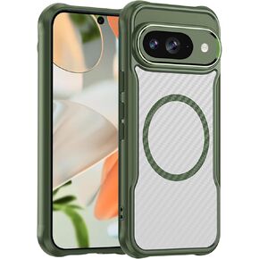 Magnetic case for Google Pixel 9 Case, Pixel 9 Phone Case Flexible TPU+PU Slim Translucent Hard Plastic Phone Case Military Grade Drop Protection Phone Cover for Google Pixel 9（Dark Blue）