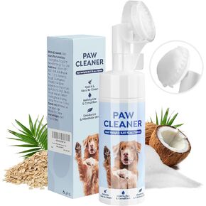 Dog Paw Cleaner for Dogs, No-Rinse Foaming Dog Paw Washer with Removable Silicone Bristle Brush for All Dogs, Moisturize and Deodorize, 5fl oz.