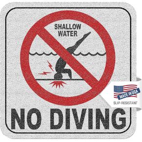NO DIVING - Adhesive Swimming Pool Depth Marker Sticker- 6 In x 6 In with 4 Inch Lettering