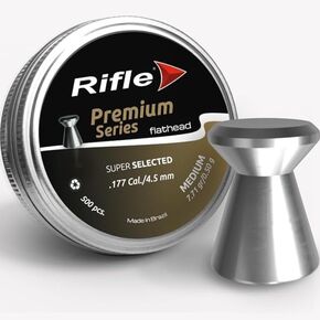 Super Selected FLATHEAD Gun Pellets | .177 Caliber | 4.5 mm | 7.71 gr Medium | FLAT HEAD for Target Shooting | 500 Count, silver