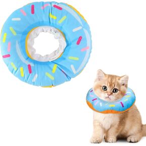 Cat Cone Collar Soft, Adjustable Plush Comfort Pet Elizabeth Circle Soft Cone for Cats Donut Cute Cat Recovery Collar for Cats Small Pet After Surgery Stop Licking Comfortable Cat Cones (M, Blue)