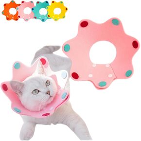 Cute Cat Recovery Collar Soft Adjustable Cats Cone Light-Weight Anti-Licking Easy to Wear for Kitty Puppy (M(5.5-10lb),Pink)