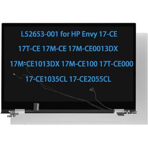 L52653-001 Screen Replacement for HP Envy 17-CE 17T-CE 17M-CE 17M-CE0013DX 17M-CE1013DX 17M-CE100 17T-CE000 17-CE1035CL 17-CE2055CL LCD Touch Screen Display + Digitizer + Back Cover+ Hinge