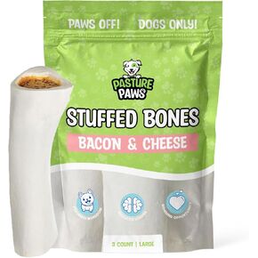 Stuffed Shin Bone for Dogs | Stuffed Flavored Beef Bones for Dogs | Highly Irresistible Dog Chews Long Lasting Bones | Stuffed Beef Bone Dog Treats | 5" to 6" Shin Bones | Pack of 3