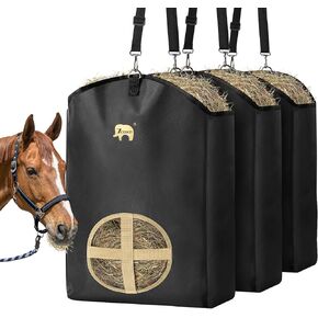 7CDXD 3 Pcs Hay Feeder Bag,1280D Hay Bags for Horses, Goat Hay Feeder, Hay Bags with Stronger Metal Snap Fasteners, Heavy Adjustable Straps