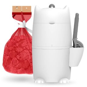 Red Rocket Cat Litter Pail Kitty Twist'R Plus, Odor Free Cat Waste Disposal System Litter Receptacle with Fast Sift Scoop, Turn Handle Mode Patented Twist Technology, with 2X Refill Bag