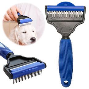 Short Hair Deshedding Brush Pet Grooming Tool for Dogs, Mat Remover Comb for Cats, Dog Rake, Cat Shedding Undercoat Supplies, Dematting Matted Haired Pets, Groomer for Horses (Blue)