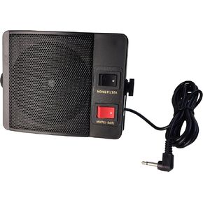 TW-08-L Type CB EXTENAL Speaker for Mobile Transceiver (CB Radio) with Swivel Bracket 10W 1.8M Cable with 3.5mm Mono L Type Plug Noise Filter Switch & Mute Switch (-8dB)