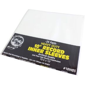 10" Record Inner Sleeves - High Density Polyethylene - 10-1/8" x 10" (25)