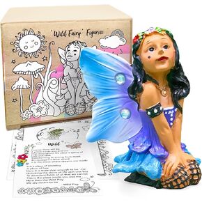 WILD PIXY Fairy Garden House - Glow in The Dark Fairy House, 7.1" Fairy Cottage with Opening Door and Solar LED Light, Beautiful Miniature Garden Decoration for Indoor or Outdoor Fairy Gardens
