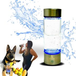 PETSBARREL Hydrogen Water Bottle for Pets & Humans - 420ml Antioxidant Water for Dogs & Cats - Renal Benefits for Dogs and Digestive Benefits for Cats- Fast 3-Minute Electrolysis, Leak-Proof Design