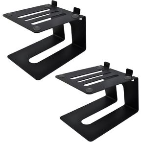 Desktop Speaker Stand 1 Pair, Metal Bookshelf Speaker Stands with Vibration Absorption Pads, 5° Incline Computer Speaker Stand, Studio Monitor Stand Support 30lbs, Improve Listening Experience, Black