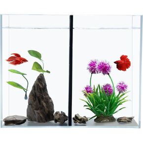 3 Gallon Betta Fish Tank with Divider, Small Aquarium, Fits 2 Bettas, 1.5 Gallon *2 Rooms.(Divider not Removable)
