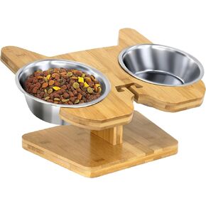 Slanted Angled Tilted Dog Bowls for French Bulldogs Personalized Frenchie Raised Stainless Steel Food Bowl Dog Dishes with Stand Feeder Station