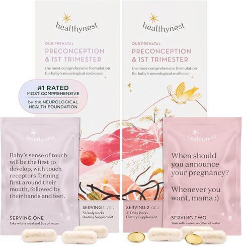 HealthyNest Postnatal & 4th Trimester Prenatal Vitamin | Made with Methylated Folate, Choline, DHA, Iron | 31 Day Supply in Saudi Arabia