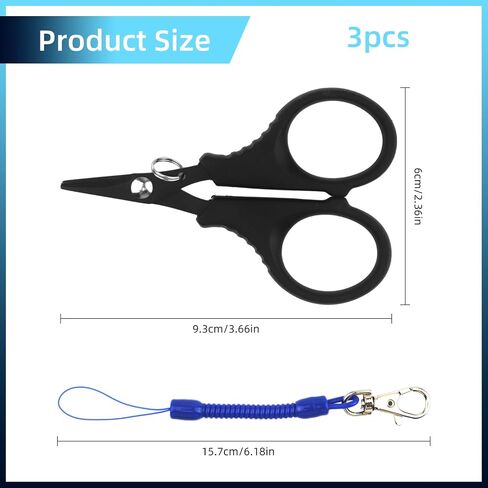 3PCS Fishing Scissors for Braided Line, Fishing Shears with Retractable Lanyards, Lightweight & Non-Slip Grip Fishing Line Cutter, Steel Braided Line Cutter & Fishing Shears for Saltwater/Freshwater in Saudi Arabia