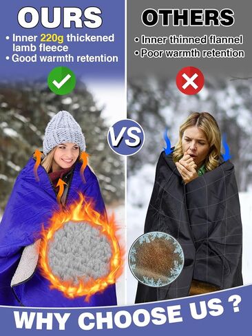 Waterproof Outdoor Stadium Blanket with Sherpa Lining, Washable Windproof Warm Foldable for Camping, Sporting Events, Picnic, Concert, Pet, Travel, Emergency Car Blanket, Gift for Cold Weather (Black) in Kuwait