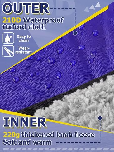 Waterproof Outdoor Stadium Blanket with Sherpa Lining, Washable Windproof Warm Foldable for Camping, Sporting Events, Picnic, Concert, Pet, Travel, Emergency Car Blanket, Gift for Cold Weather (Black) in Kuwait