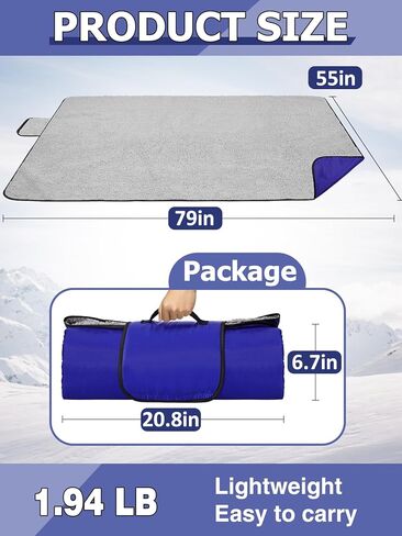 Waterproof Outdoor Stadium Blanket with Sherpa Lining, Washable Windproof Warm Foldable for Camping, Sporting Events, Picnic, Concert, Pet, Travel, Emergency Car Blanket, Gift for Cold Weather (Black) in Kuwait