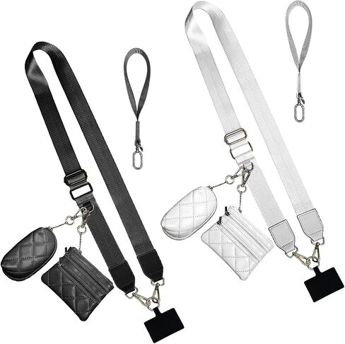 Clip and Go Strap Chain w/ 2 Pouch, Cell Phone Crossbody Lanyard w/Double Zipper Wallet in Saudi Arabia