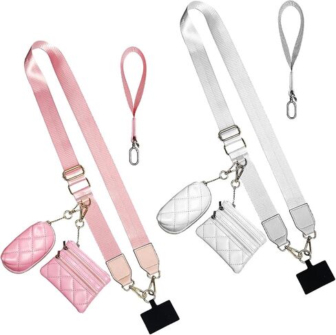 Clip and Go Strap Chain w/ 2 Pouch, Cell Phone Crossbody Lanyard w/Double Zipper Wallet in Saudi Arabia