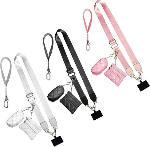Clip and Go Strap Chain w/ 2 Pouch, Cell Phone Crossbody Lanyard w/Double Zipper Wallet in Saudi Arabia