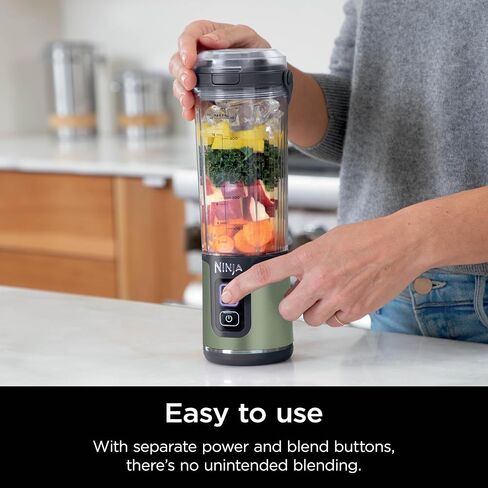 Ninja Blast Portable Blender, Cordless, 18oz. Vessel, Personal Blender For-Shakes and Smoothies, BPA Free, Leakproof-Lid and Sip Spout, USB-C Rechargeable, Dishwasher Safe Parts, Olive Green, BC151OG in Saudi Arabia