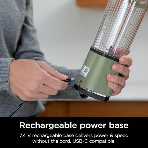 Ninja Blast Portable Blender, Cordless, 18oz. Vessel, Personal Blender For-Shakes and Smoothies, BPA Free, Leakproof-Lid and Sip Spout, USB-C Rechargeable, Dishwasher Safe Parts, Olive Green, BC151OG in Saudi Arabia