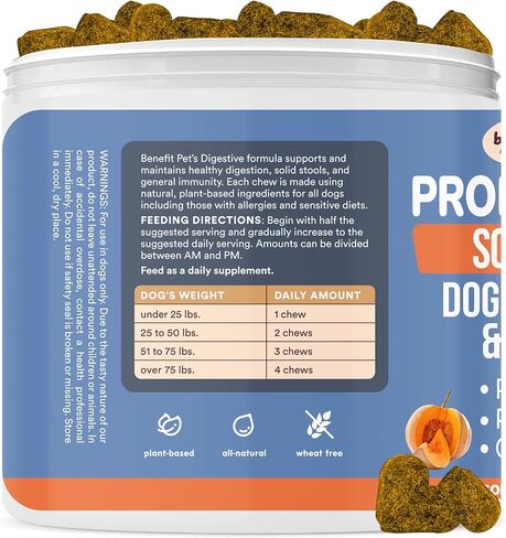 Probiotics for Dogs, Allergy Relief Soft Chew Treats, Fiber Supplement & Enzyme Prebiotic for Digestion Support, Itchy Skin, Reduce Diarrhea - Pumpkin for Dogs, Made in USA (90 ct) in Kuwait