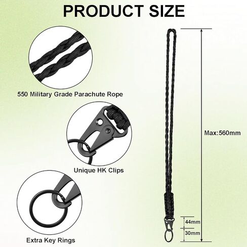 2 Set Paracord Lanyard for Keys, Heavy Duty Lanyard Keychain for Men, 550 Paracord Braided Lanyard in Saudi Arabia