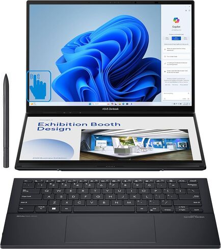 ASUS Zenbook Duo 2 في 1 كمبيوتر محمول مزدوج 14 بوصة OLED 3K 120 هرتز شاشة تعمل باللمس (Intel Ultra 9-185H، 32 جيجابايت LPDDR5X، 1 تيرابايت SSD، Intel Arc، Backlit KB، 2 Thunderbolt 4، قلم نشط، WiFi 6E، Win11P) مع موزع USB DKZ in Kuwait