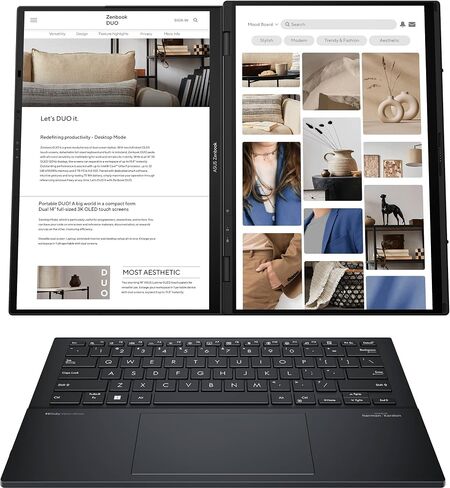 ASUS Zenbook Duo 2 في 1 كمبيوتر محمول مزدوج 14 بوصة OLED 3K 120 هرتز شاشة تعمل باللمس (Intel Ultra 9-185H، 32 جيجابايت LPDDR5X، 1 تيرابايت SSD، Intel Arc، Backlit KB، 2 Thunderbolt 4، قلم نشط، WiFi 6E، Win11P) مع موزع USB DKZ in Kuwait