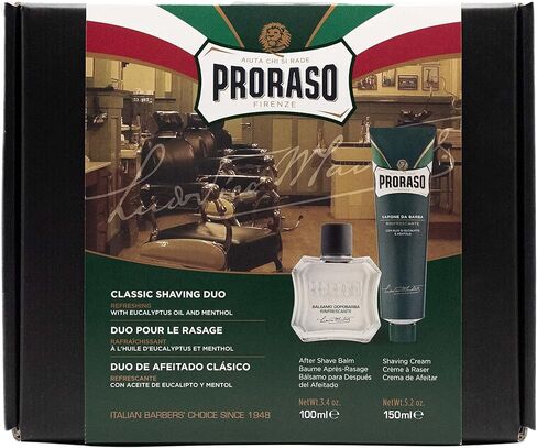 Proraso Proraso Classic Shaving Duo Kit, Refreshing: Shaving Cream Tube and After Shave Lotion, 1 ct. in Kuwait