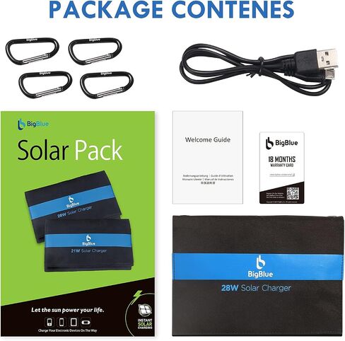 BigBlue 28W Solar Charger with 3 USB Ports(5V/4.8A Max in Total), Portable Solar Phone Charger, Foldable Camping Solar Panels Compatible for iPhone 11/Xs/XS Max/XR/X/8/7, iPad, Galaxy S9/S8, LG etc in Saudi Arabia