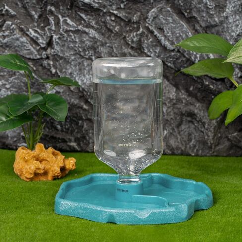 17oz 2 in 1 Terrarium Tank Reptile Food Feeders Bowl, Water Feeder Automatic Water Dispenser Waterer Feeding Accessories, for Geckos Lizards Turtle Bearded Dragons (Lake Blue) in Kuwait