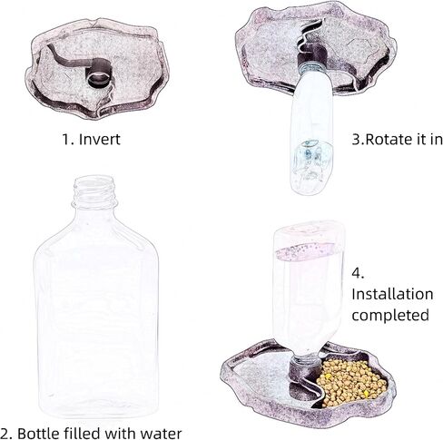 17oz 2 in 1 Terrarium Tank Reptile Food Feeders Bowl, Water Feeder Automatic Water Dispenser Waterer Feeding Accessories, for Geckos Lizards Turtle Bearded Dragons (Lake Blue) in Kuwait