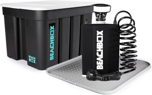 Portable Shower and Storage Box in One | with Insulated Shower Tank (1.3 Gal) with Handheld Multi-Spray Shower Gun | Portable Outdoor Shower Kit with Trunk Organizer for Outdoor & Beach Trips in Saudi Arabia