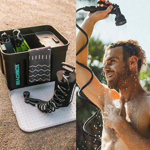 Portable Shower and Storage Box in One | with Insulated Shower Tank (1.3 Gal) with Handheld Multi-Spray Shower Gun | Portable Outdoor Shower Kit with Trunk Organizer for Outdoor & Beach Trips in Saudi Arabia